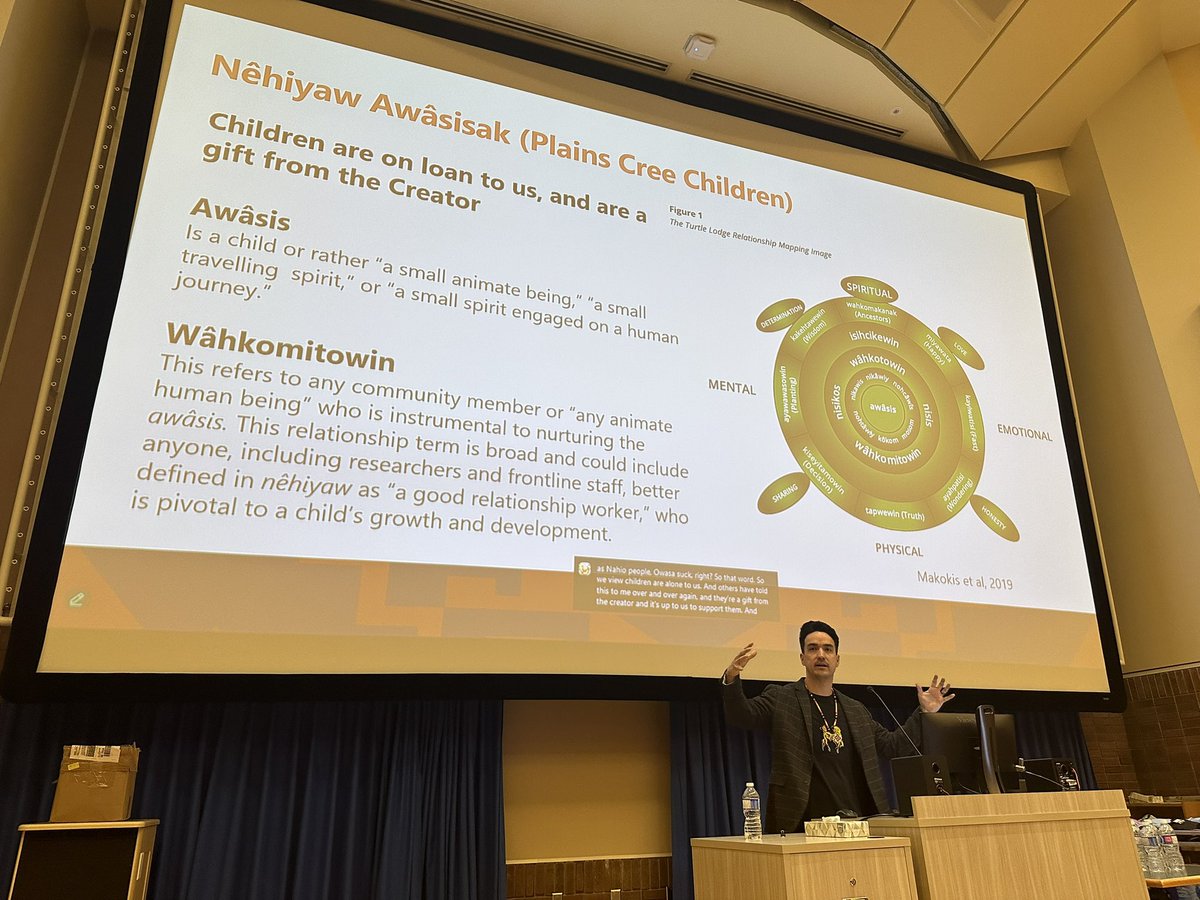DrCChambers's tweet photo. “Children are on loan to us, and are a gift from the Creator”. 

A powerful message in an important presentation by @NehiyawGrant on ‘Decolonizing Austim Care’ at the @StolleryKids Pain Education Day.  @CIHR_IHDCYH @KidsInPain https://t.co/U9r6zFso5f
