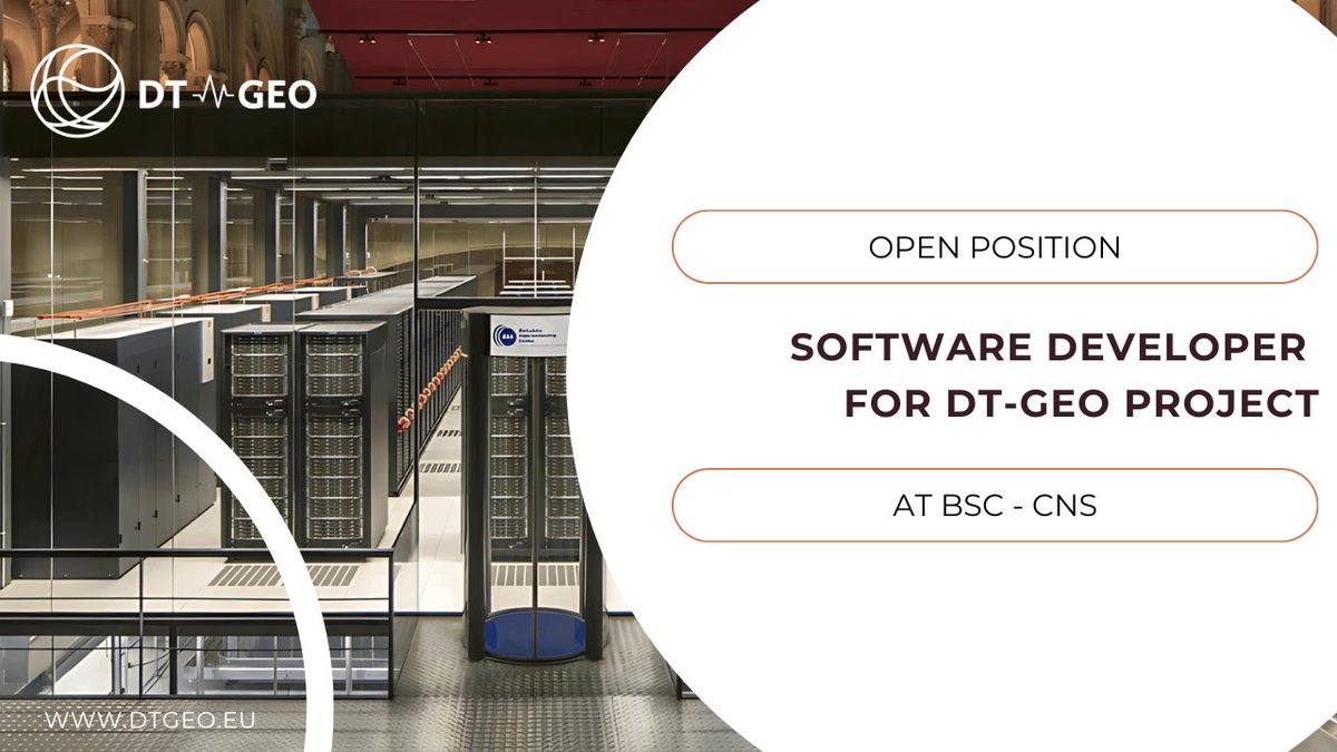 🚀 New Job Opening! 

<a href="/BSC_CNS/">BSC-CNS</a> is hiring a Software Developer for the DT-GEO—help us build digital twins for geophysical events like earthquakes and tsunamis!

📅 Apply by December 16, 2024
🔗 Learn more &amp; apply: bsc.es/join-us/job-op…

#OpenPosition #HPC #Geosciences