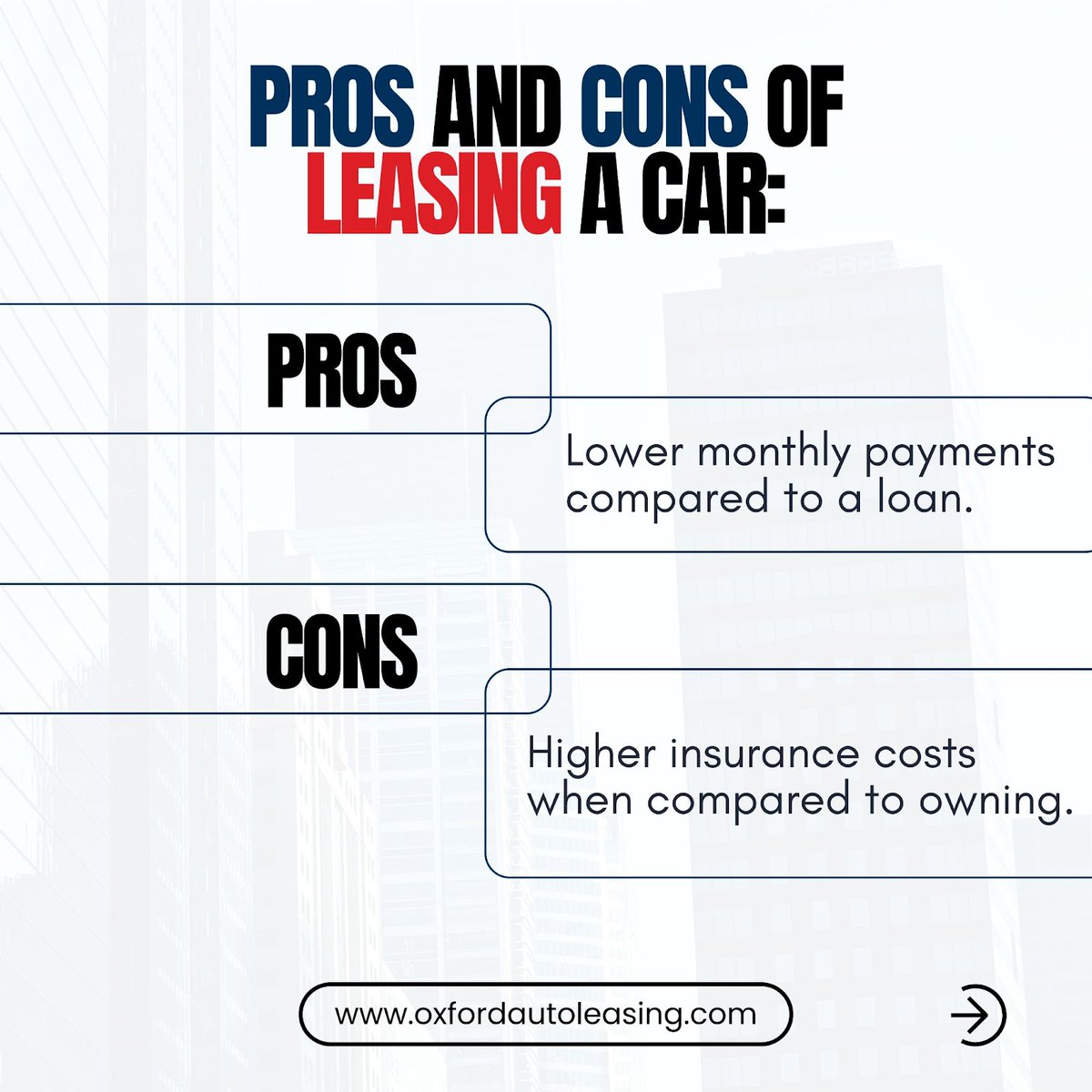 Ox_auto_leasing's tweet photo. Leasing a car offers benefits like low or no down payment, lower monthly payments, and warranty coverage, plus the ability to turn in for a new model at the end. 

🌐https://t.co/yJ0ZofQNbp
 ✉️Info@oxfordautoleasing.com
📞732-610-0383
.
#CarLeasing #LeaseProsAndCons https://t.co/8fQoHrKDXn