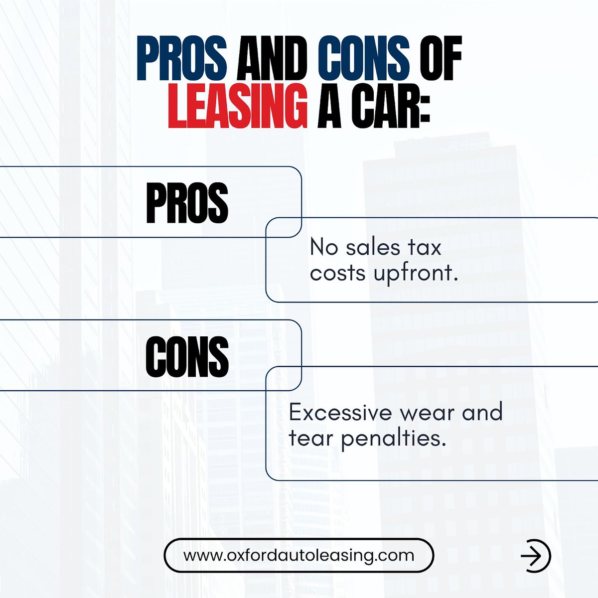 Ox_auto_leasing's tweet photo. Leasing a car offers benefits like low or no down payment, lower monthly payments, and warranty coverage, plus the ability to turn in for a new model at the end. 

🌐https://t.co/yJ0ZofQNbp
 ✉️Info@oxfordautoleasing.com
📞732-610-0383
.
#CarLeasing #LeaseProsAndCons https://t.co/8fQoHrKDXn