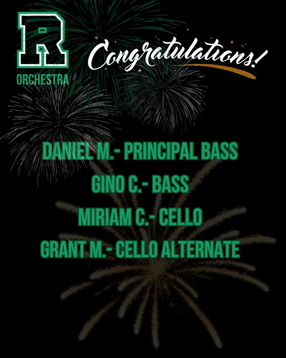 Congrats out these students who will represent us at the Fulton County Honor Orchestra! 💚🖤🎻