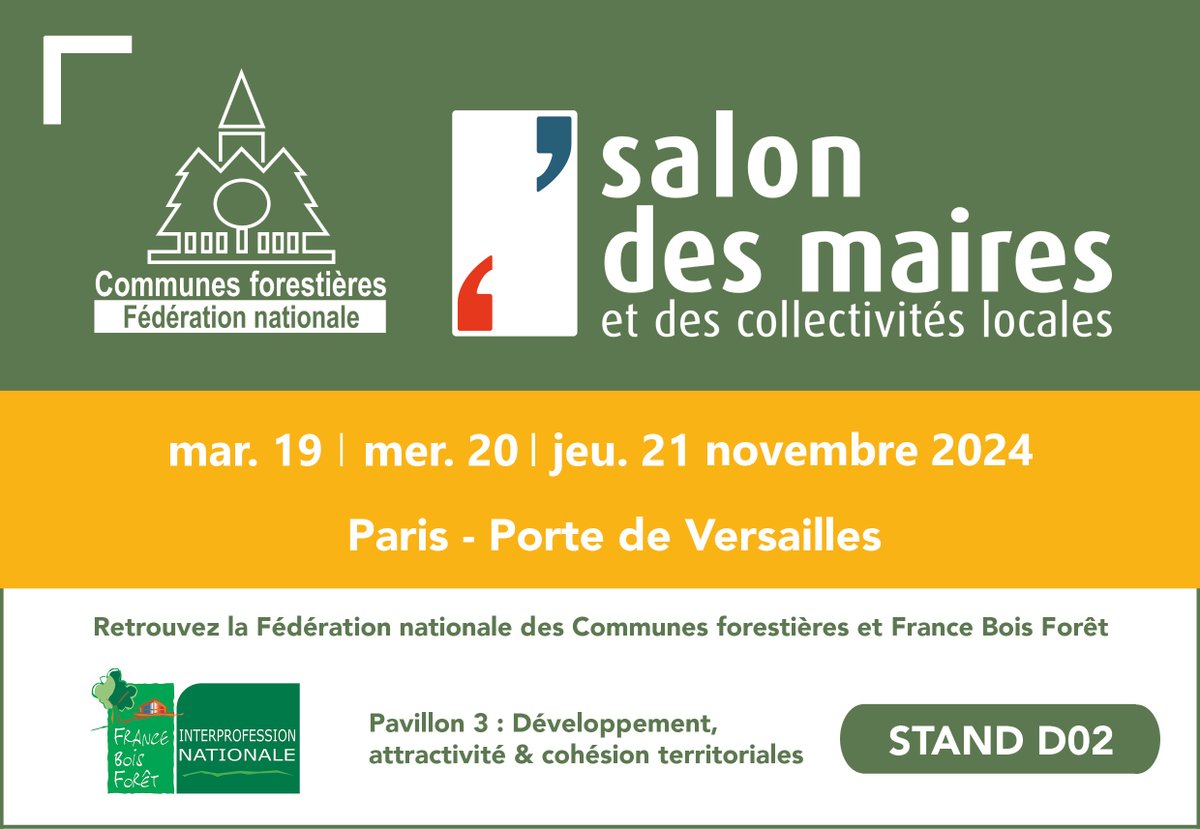 Rejoignez-nous au <a href="/salondesmaires/">Salon des Maires et des Collectivités</a> à Paris, sur le stand de la Fédération nationale des Communes forestières et de <a href="/franceboisforet/">France Bois Forêt</a> du mardi 19 au jeudi 21 novembre. 

Découvrez comment le #boislocal peut être au cœur de vos projets !