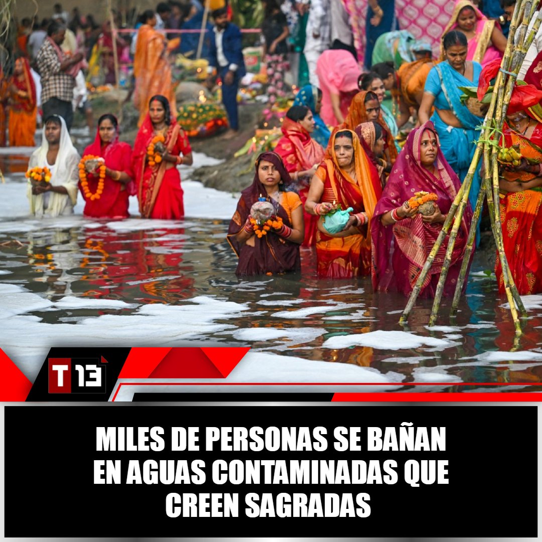T13Noticias's tweet photo. El río #Yamuna, de aguas contaminadas y tóxicas pero #sagradas para personas de la #India 😱➡ https://t.co/7YSkRbmT89 https://t.co/XtF7HGvaEp