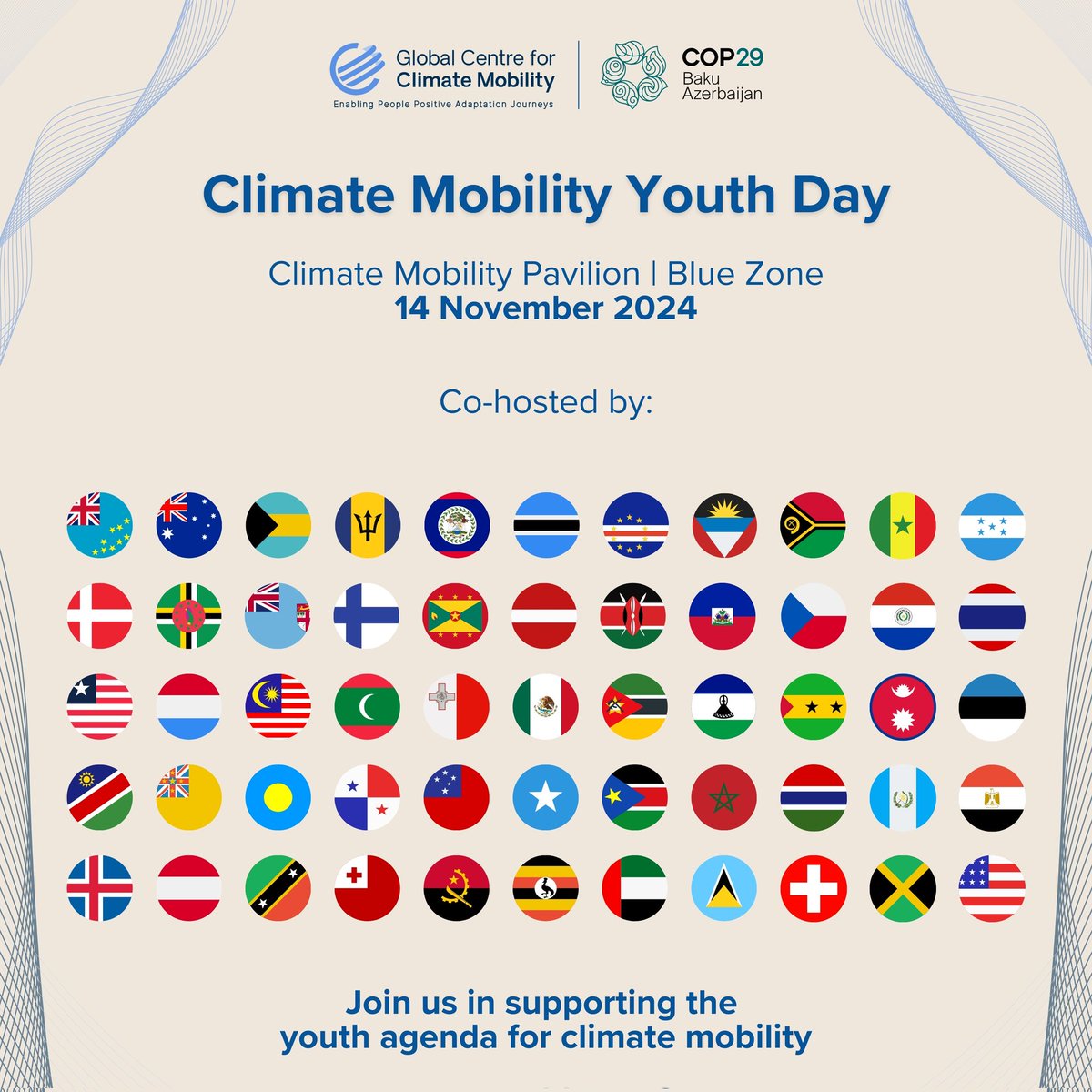 Angola is present, we thank <a href="/ACMI_Africa/">Africa Climate Mobility Initiative</a> <a href="/GCCMobility/">Global Centre for Climate Mobility</a> <a href="/Amakrane/">Kamal Amakrane</a> 🇦🇴 <a href="/UNYouthAffairs/">UN Youth Office</a>, <a href="/CsosAfrican/">African CSOs Biodiversity Alliance</a>