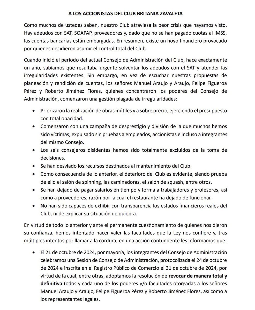 Trafico_Puebla's tweet photo. ⚪️Cierran las instalaciones del Club Britania Zavaleta

🗣️En un comunicado se dio a conocer el desvío de recursos y algunas irregularidades en la administración del club, también se dejaron de pagar sueldos en tiempo y forma a los trabajadores y hay adeudos con el @SATMX  y @Tu_IMSS. 

#Noticias #Puebla #Entérate #TráficoPuebla