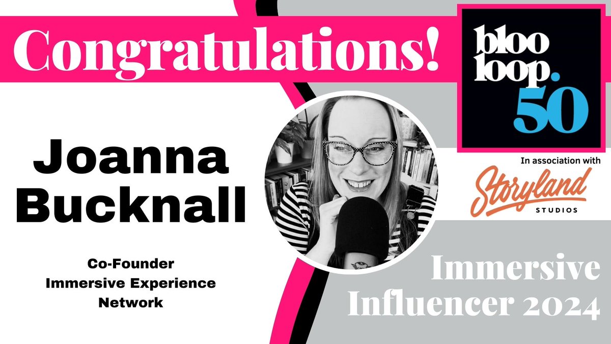 Blooloop's tweet image. Congratulations! 🎉 @ImmersiveExpNet&apos;s Joanna Bucknall is in the #blooloop50 Immersive Influencer list for 2024.

tinyurl.com/59jk3tdt

See the full list here: tinyurl.com/3c6ye6mv

Thanks to our friends at @StorylandStudio