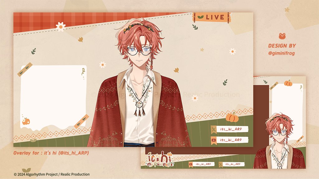 giminifrog's tweet image. Logo, Overlay, Schedule ➤ @its_hi_ARP

กราฟิกรีเดบิวที่ทำให้ฮายๆคับ อัพเกรดความhoboและผสานพลัง warming &amp;amp; cozyเต็มที่ มาสนุกสนานงานเทศกาลกับหนุ่มฟักทองกันนะคะ!🎃

#hi_ARP #ARProject #VtuberTH #VTuberAssets #GiminiDesign