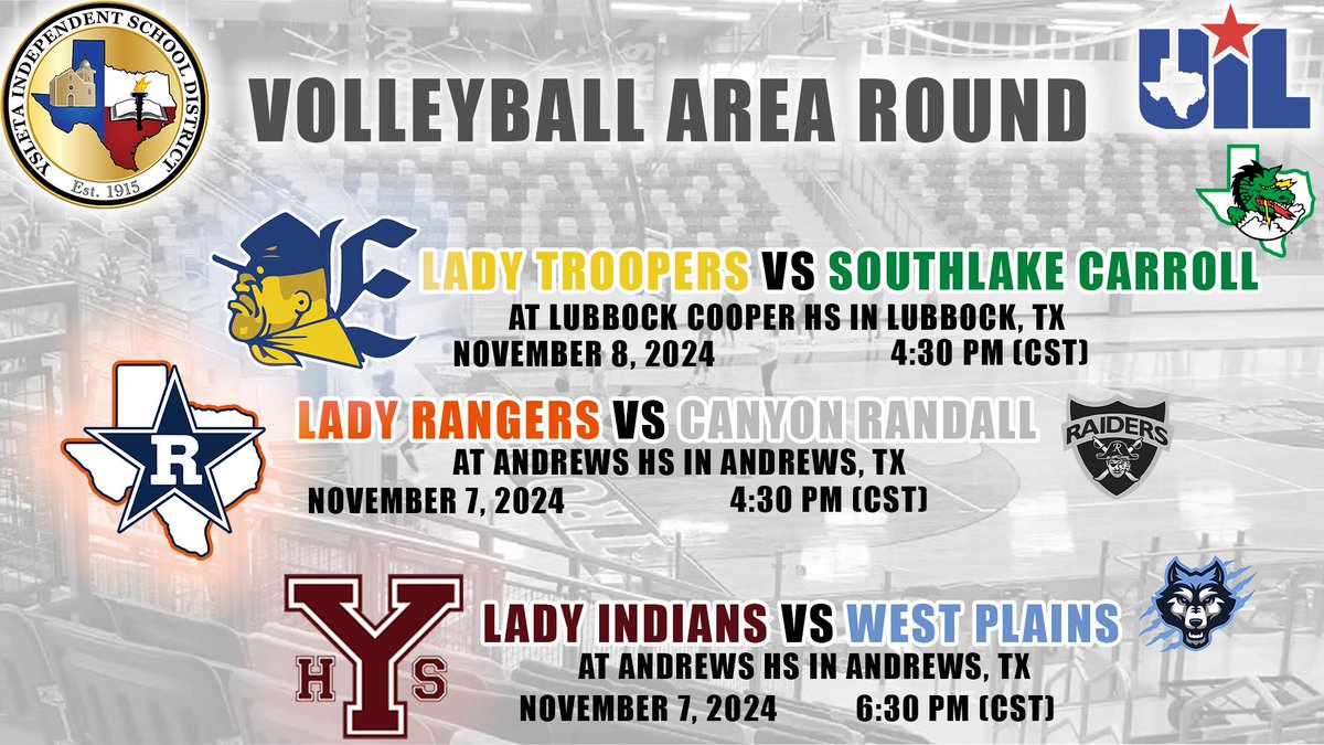 YISDAthletics1's tweet image. 🏐🔥 It’s Area Round time in UIL volleyball! Eastwood, Riverside and Ysleta are bringing their A-game as they battle for a spot in the next round! Let’s go teams! 💪 #UILVolleyball #AreaRound
@CanyonAthDept @SLCAthletics 

@YsletaISD | @DeXavierluke | @YISDCFO