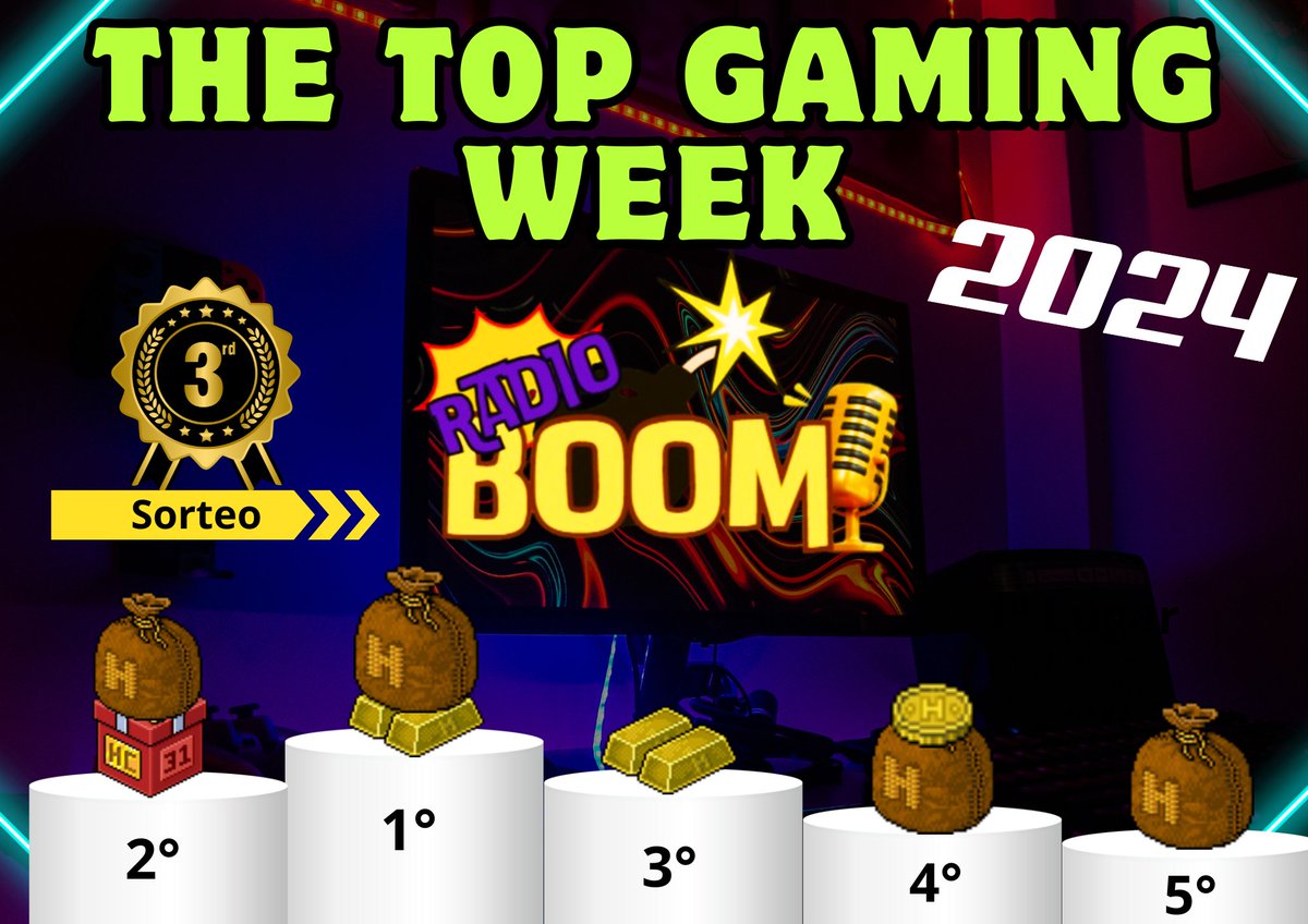 YA ESTAMOS A POCOS DIAS... ¡PREPARATE PARA DIVERTIRTE! 🫣🕹️

🎮 "SORTEO THE TOP GAMING WEEK" 🎮

 5 GANADORES    

Requisitos: 
💥 LIKE &amp; RT
💥 Sigue <a href="/RadioboomES/">RadioBoomHB</a> 
💥 Etiqueta a 1 amig@

El sorteo finaliza el 17 de noviembre de 2024 🕹️ ¡Suerte! 🍀
Radioboomhb.com 💣