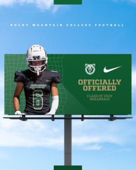Thank you so much <a href="/Coach_Dunning/">Joe Dunning</a> and Coach Thomas for the opportunity to continue playing football for Rocky Mountain College! I appreciate the support from all the staff!