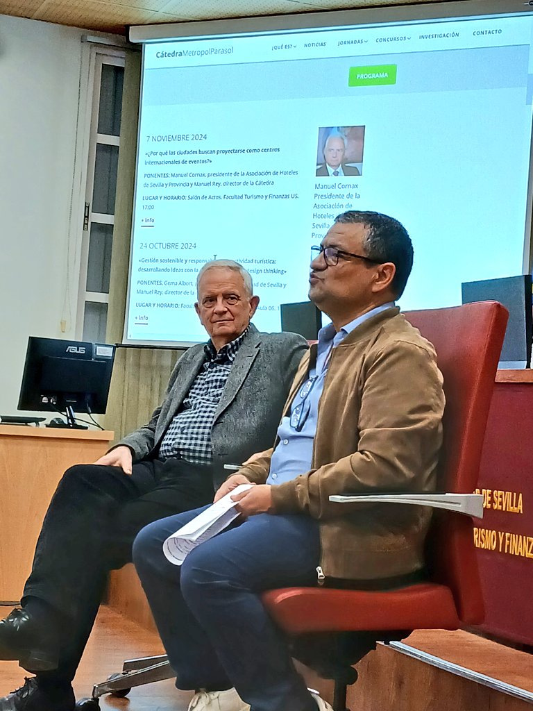#JornadasCatedrasMetropol hoy Manuel Cornax, presidente de <a href="/Hotels_Sevilla/">Asociación de Hoteleros de Sevilla</a>, dialoga con <a href="/ManuReyHijo/">Manuel Rey-Moreno</a>, sobre las perspectivas del turismo y el crecimiento de hoteles: "las ciudades son de sus ciudadanos y son ellos, junto con los políticos, quienes tienen que decidir".