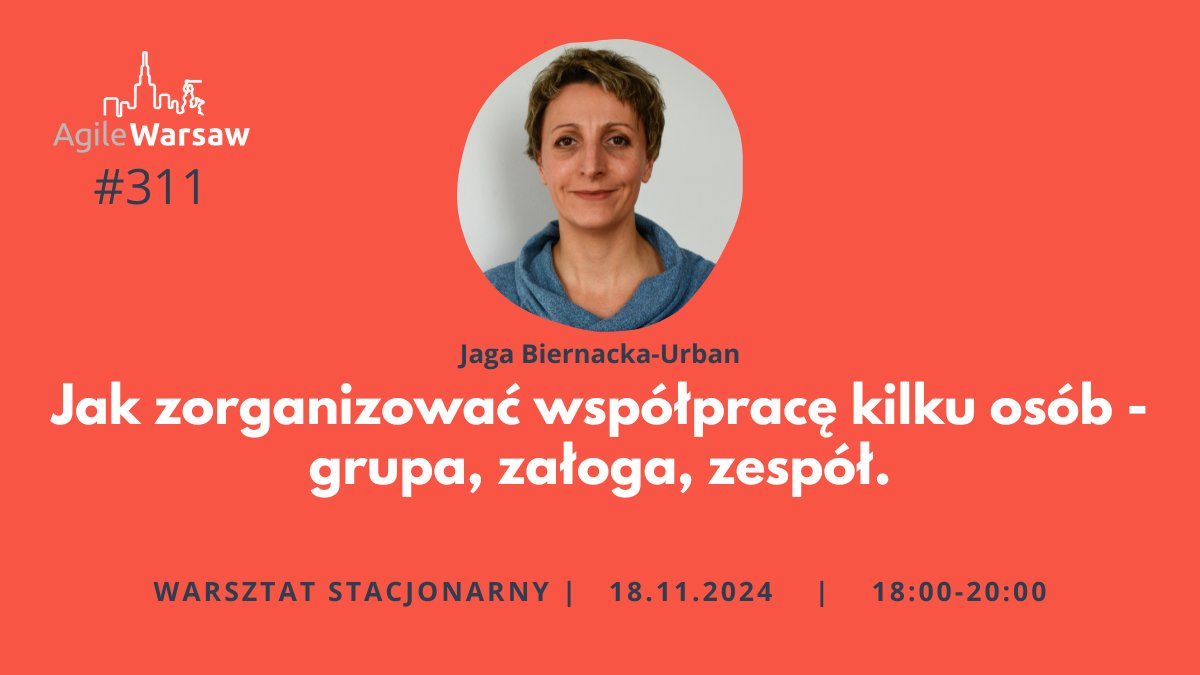 🚀 Warsztat z <a href="/JagaBiernacka/">Agnieszka Biernacka</a> : "Jak zorganizować współpracę – grupa, załoga, czy zespół?"

💡 Dowiedz się, jak efektywnie współpracować, niezależnie od rodzaju zadań!

🍕 Pizza od DODO PIZZA!
👉 Zapisy: meetup.com/agilewarsaw/ev…

Dziękujemy <a href="/DXCTechnology/">DXC Technology</a>  za gościnność! 🔥