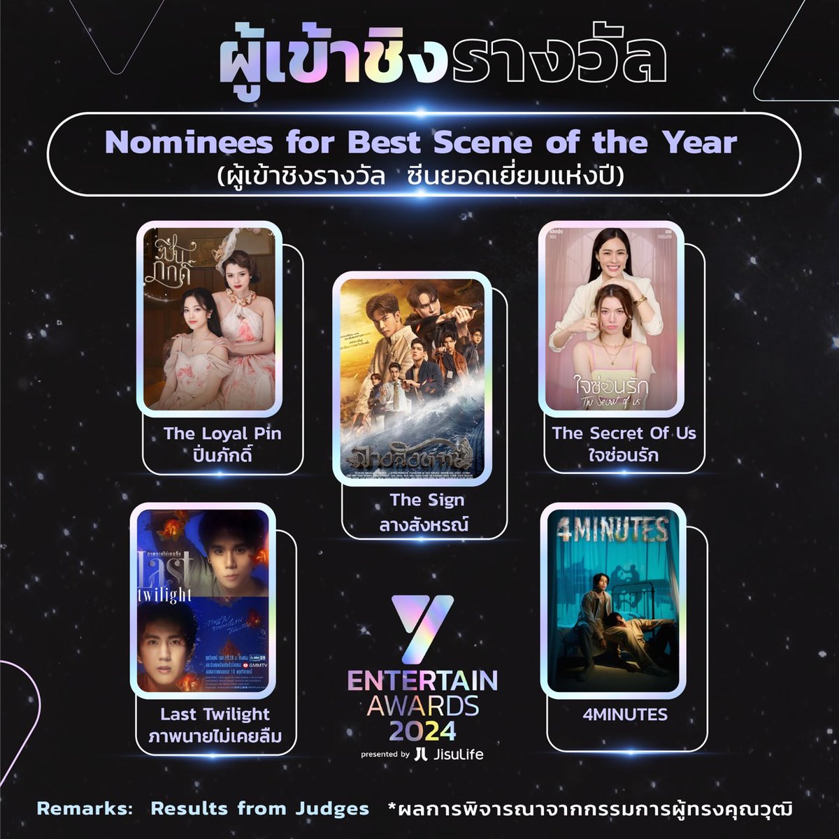 Billy_official2's tweet photo. Nominees for Best Scene of the Year
(ผู้เข้าชิงรางวัล ซีนยอดเยี่ยมแห่งปี)

- #TheSignลางสังหรณ์

Remarks: Results from Judges  
*ผลการพิจารณาจากกรรมการผู้ทรงคุณวุฒิ

#bbil1ypn #star1ight #billybabe
#BestScene2024 #YEntertainAwards2024 #Yriety #9MCOT #YEntertainAwards2024xICONSIAM https://t.co/87SwcAydqL