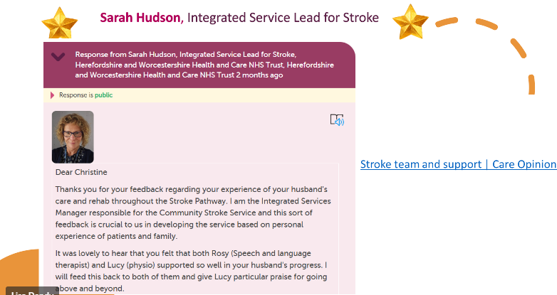 CareOpinionScot's tweet photo. The Star Responder winners for England are: 
 ⭐️Jon Hyman, Sarah Hudson &amp; Lisa Thomas from @HWHCT_NHS!
 Congratulations Jon, Sarah &amp; Lisa ! 🏅#COconf24 https://t.co/mmIyB0Uk0f