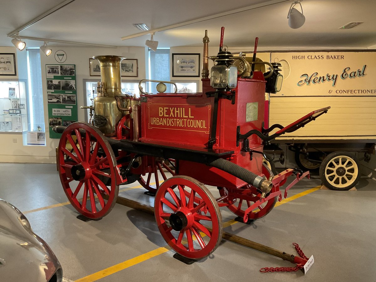 bexhillmuseum's tweet image. An old fire engine on display at the Bexhill 100 this year and the even older fire engine on display in our transport gallery! 
#Bexhill #Vehicles #FireEngine