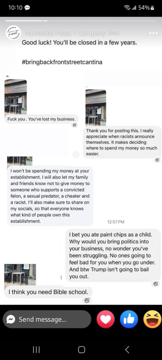 JohnLBria's tweet image. Movable Feast responded and shared some of the hate mail. What a horrible moment for my town!