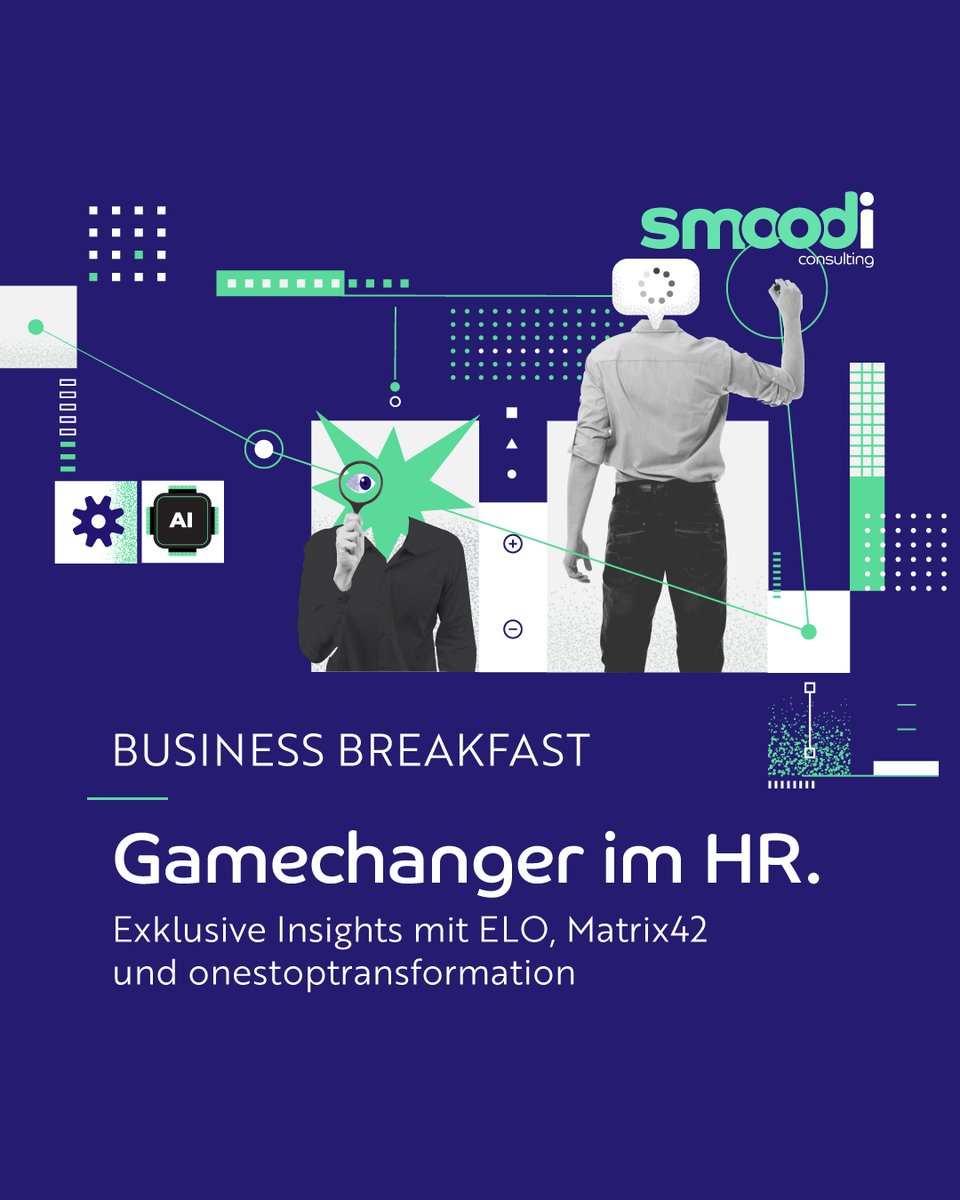 Die Zukunft des #Recruitings + #Onboardings – Business Breakfast „Gamechanger im HR“ am 12.11.2024 bei smoodi.

Mit modernen Technologie #Bewerbungsprozess reibungslos gestalten – Von der Stellenausschreibung bis hin zum Onboarding.

Meldet euch jetzt an:
smoodi-consulting.com/events/gamecha…
