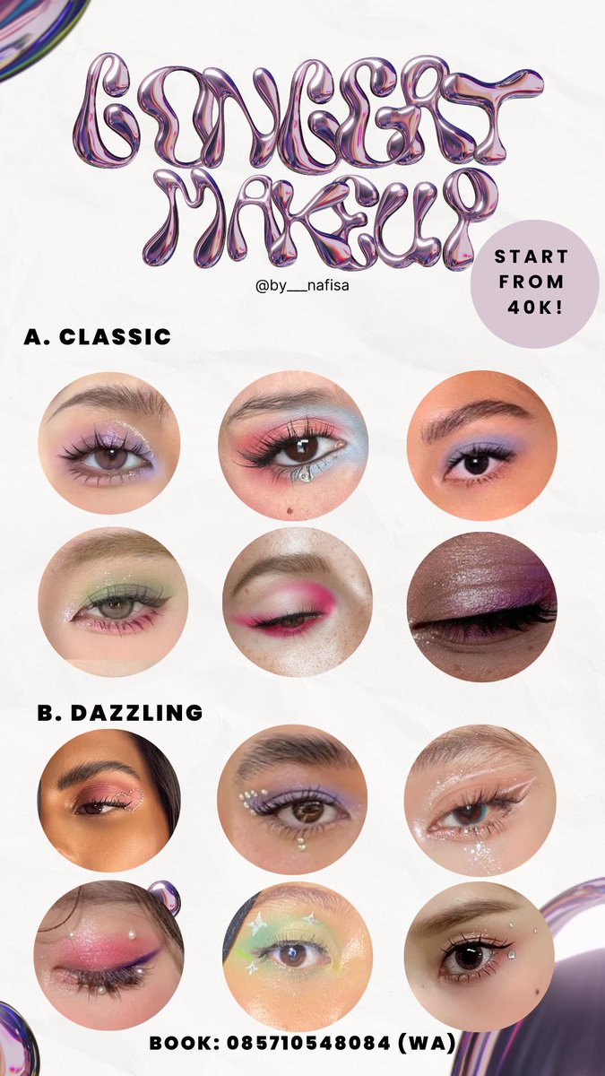 pororolambat's tweet image. OPEN JASA EYE MAKEUP DAN FULL MAKEUP KONSER JAKARTA

★ Price start from 40k
★  Available for request
★ Location near venue, TBA 

DM or WhatsApp for details and book your slot😍💫

#Makeup #MUA #konser #kpop #Jakarta