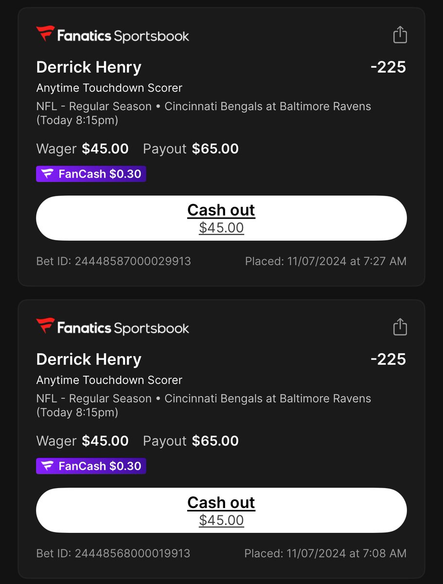 BennyBets777's tweet photo. Henry anytime TD. Bengals give up the 10th most rushing tds per game. Henry scores a td in 9/9=100% this year. fanatics and fd -239 ip=70.5% 3u https://t.co/RqsIzwEVDb