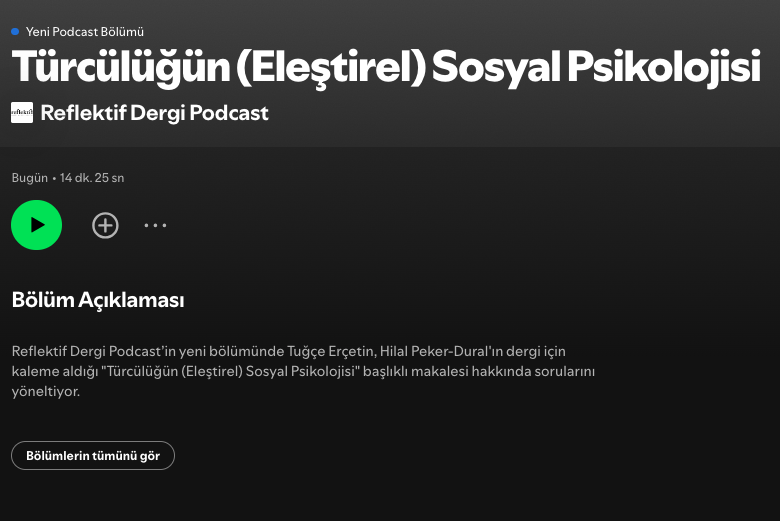 ReflektifDergi's tweet photo. 🎙️Reflektif Dergi Podcast için "Türcülüğün (Eleştirel) Sosyal Psikolojisi" makalesinin yazarı Hilal Peker-Dural ile konuştuk.    

Programı aşağıdaki linklerden dinleyebilirsiniz👇

https://t.co/ET5yUhnf3f

https://t.co/MYyjGTusi8 https://t.co/zNYWra4m66