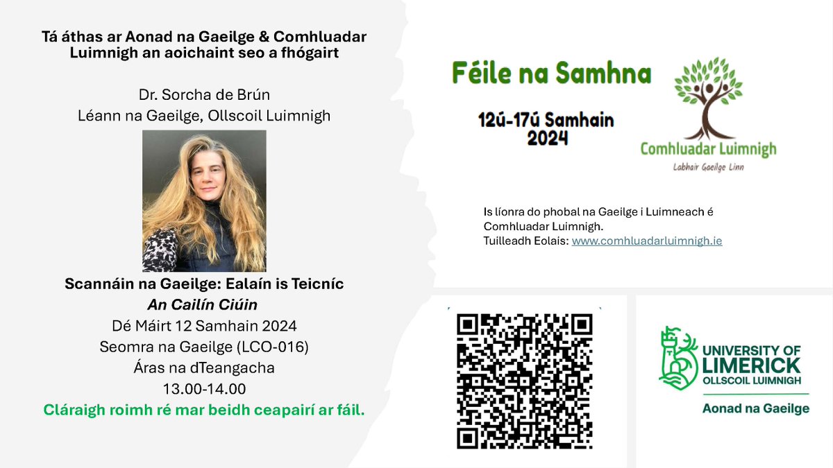 Aonad na Gaeilge (@aonadnag) on Twitter photo Tá ríméad orainn go mbeidh <a href="/DeSorcha/">Sorcha de Brún</a> linn Dé Máirt seo chugainn mar chuid de Fhéile na Samhna <a href="/ComhluadarL/">ComhluadarLuimnigh</a> - beidh caint, ceapairí agus go leor le plé ar an lá. Tá ríméad orainn go mbeidh <a href="/DeSorcha/">Sorcha de Brún</a> linn Dé Máirt seo chugainn mar chuid de Fhéile na Samhna <a href="/ComhluadarL/">ComhluadarLuimnigh</a> - beidh caint, ceapairí agus go leor le plé ar an lá.