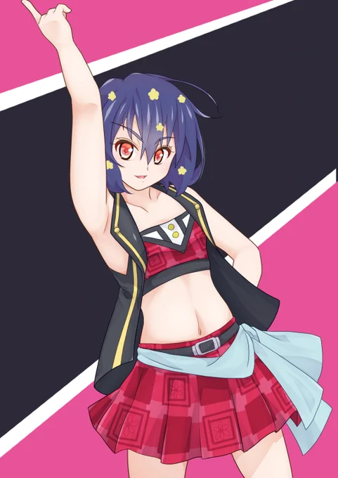 #いいおなかの日 あまりお腹見せて描いてないかもと思ったら愛ちゃん率高くてさすが伝説アイドル 