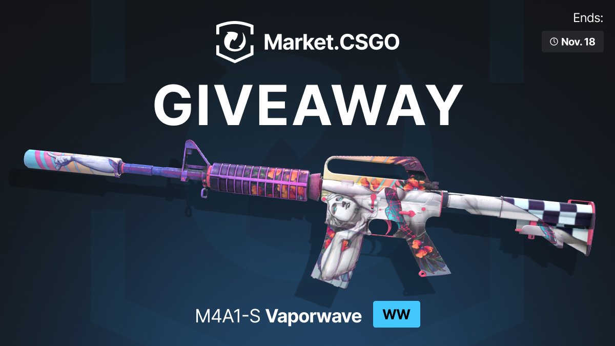 MarketCSGO's tweet photo. 🎁 M4A1-S Vaporwave WW GIVEAWAY! 

How to Enter:
1️⃣ Follow @marketcsgo
2️⃣ Retweet this post
3️⃣ Tag at least one teammate in the comments

⏰ Ends on Nov. 18
💥 Don't miss your chance to win this iconic M4A1-S! Good luck, everyone! https://t.co/titvv5gGhD