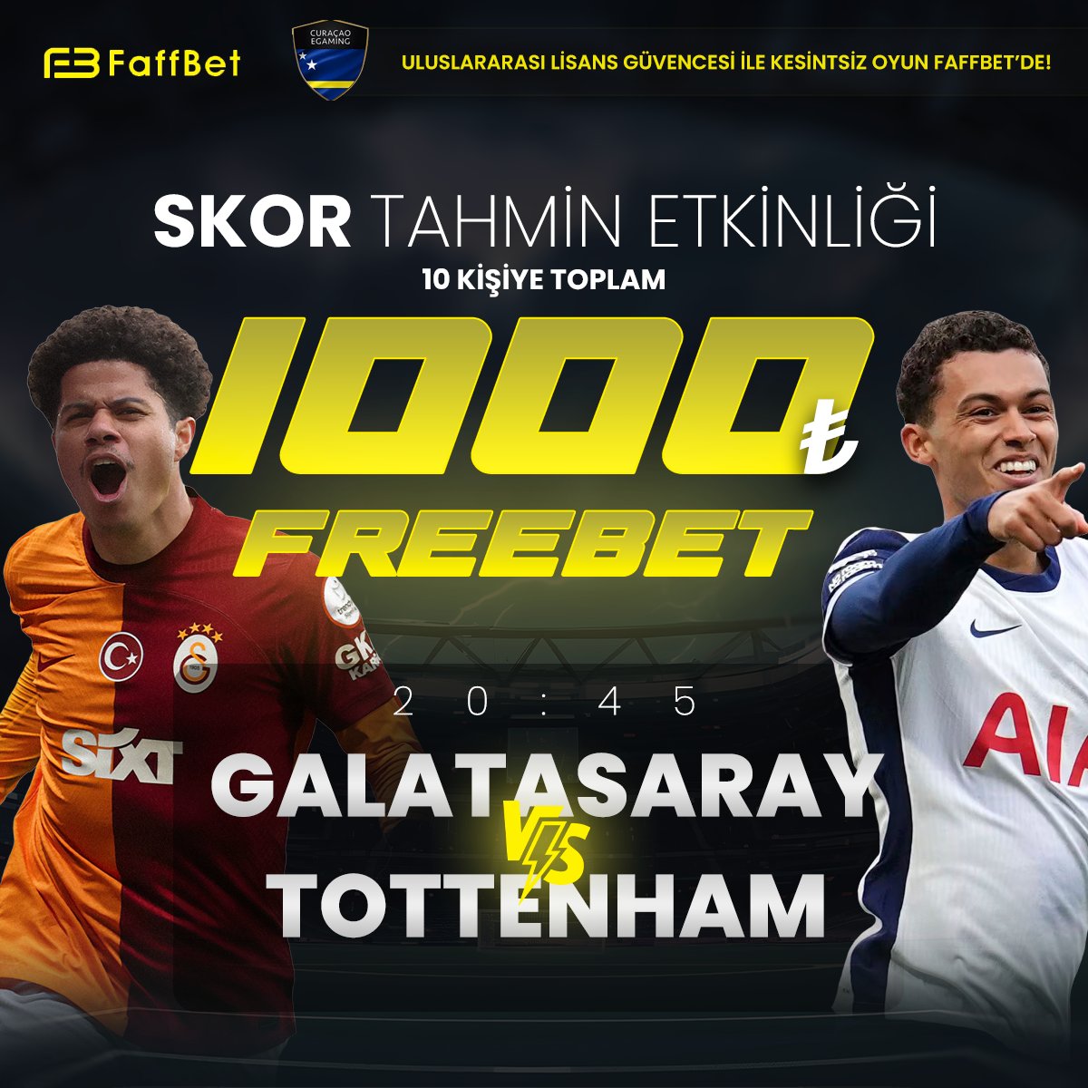 pepcasino's tweet photo. #FAFFBET ile Etkinlik Zamanı!

Galatasaray ⚔️ Tottenham

Skoru Doğru Bilen ilk 10 Kişiye Toplam 1000 TL

https://t.co/9fPShjHAib

Bizi takip et, post altına tahminini ve kullanıcı adını yaz skoru doğru tahim edersen 100TL Freebet KAZAN

#Galatasaray #GSvTOT #UEL #bahis #iddaa https://t.co/Q2ORPk7Q42