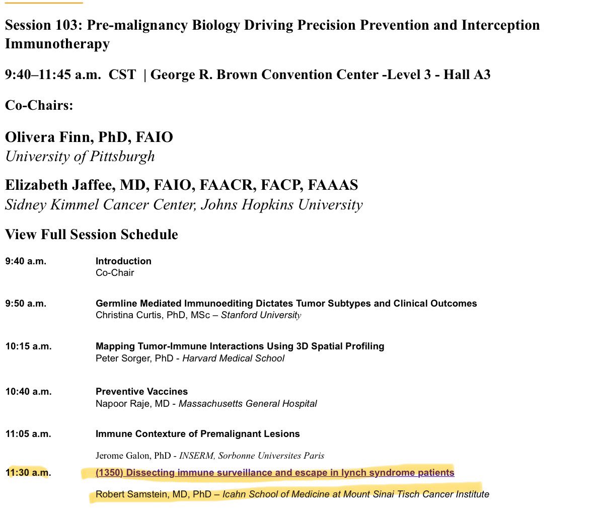 Matthew Brown (@matt_brown04) on Twitter photo Tomorrow <a href="/sitcancer/">Society for Immunotherapy of Cancer</a> Session 103: “Pre-malignancy Biology Driving Precision Prevention and Interception
Immunotherapy” see <a href="/rsamstein/">Robert Samstein</a> present work from our team dissecting immune surveillance in Lynch Syndrome <a href="/BhardwajLab/">Bhardwaj Lab</a> <a href="/AimeeLeeLucasMD/">Aimee Lucas</a> <a href="/SinaiImmunol/">Lipschultz Precision Immunology Institute</a> <a href="/parkerici/">Parker Institute for Cancer Immunotherapy</a> @NCIprevention Tomorrow <a href="/sitcancer/">Society for Immunotherapy of Cancer</a> Session 103: “Pre-malignancy Biology Driving Precision Prevention and Interception
Immunotherapy” see <a href="/rsamstein/">Robert Samstein</a> present work from our team dissecting immune surveillance in Lynch Syndrome <a href="/BhardwajLab/">Bhardwaj Lab</a> <a href="/AimeeLeeLucasMD/">Aimee Lucas</a> <a href="/SinaiImmunol/">Lipschultz Precision Immunology Institute</a> <a href="/parkerici/">Parker Institute for Cancer Immunotherapy</a> @NCIprevention