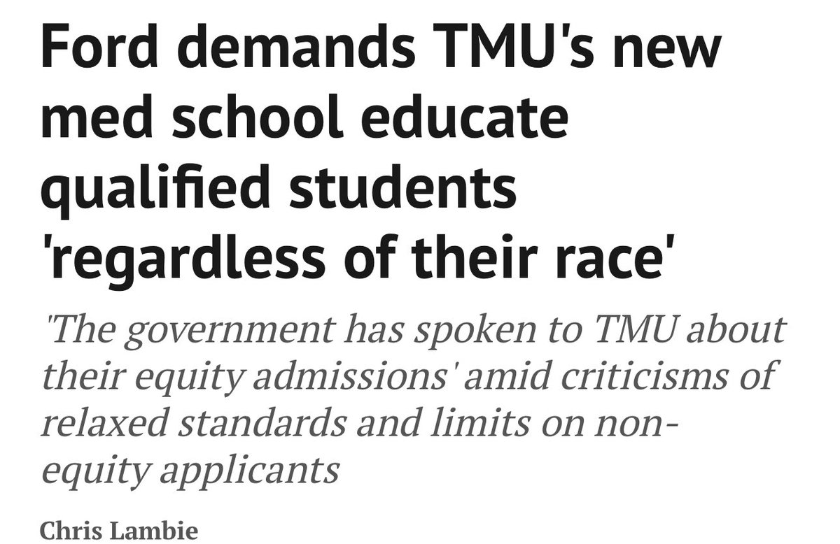 Doug Ford is at it again - spreading harmful rhetoric instead of educating himself on the need for equitable pathways to medical schools. Black people remain sorely underrepresented in medical schools across Canada. Standards are not being lowered, so stop lying again, Premier!
