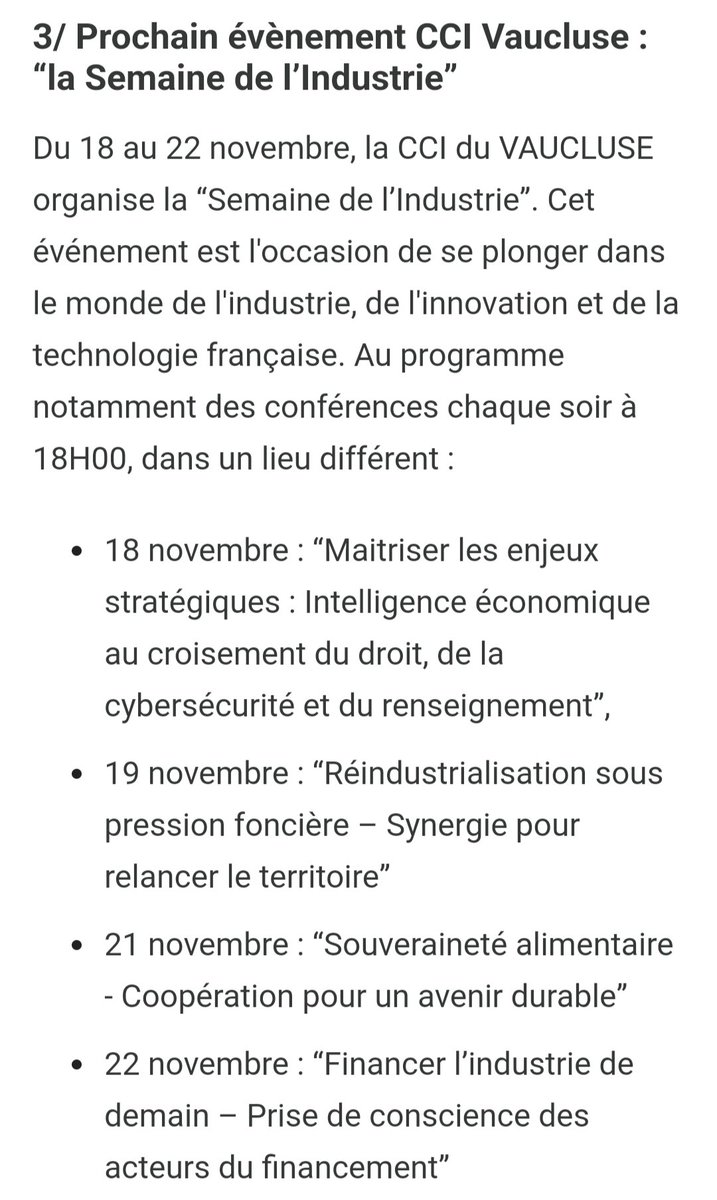 Retrouvez-moi  lors  la semaine de l'Industrie organisée par la <a href="/CCIVaucluse/">CCI de Vaucluse</a>