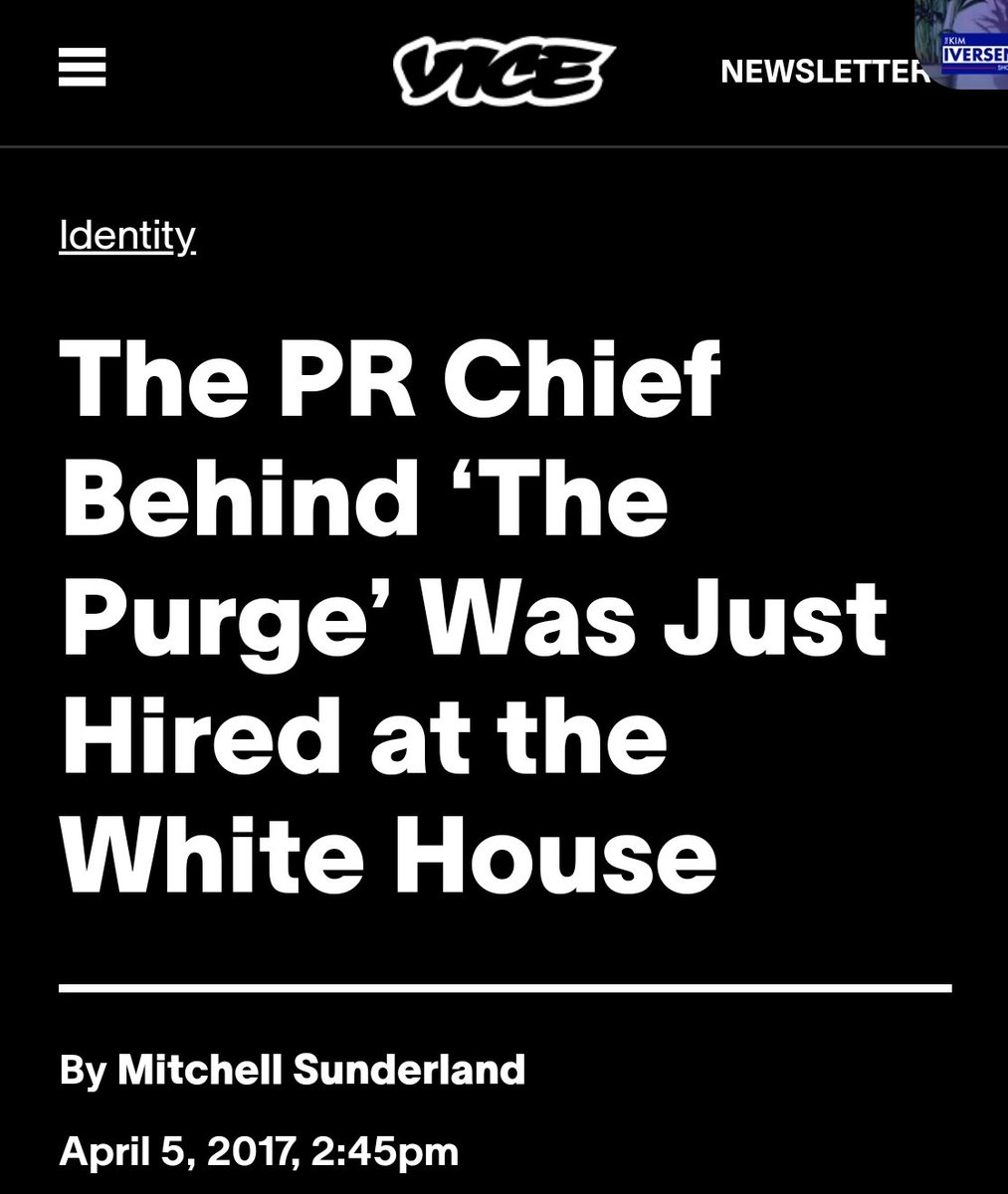Btw, I want mass deportations to happen, and they have to if this country has a future. 

The result of this will pretty unavoidably resemble what was outlined in "The Forever Purge" 

Jared Kushner hired the Purge PR guy to the Whitehouse staff btw