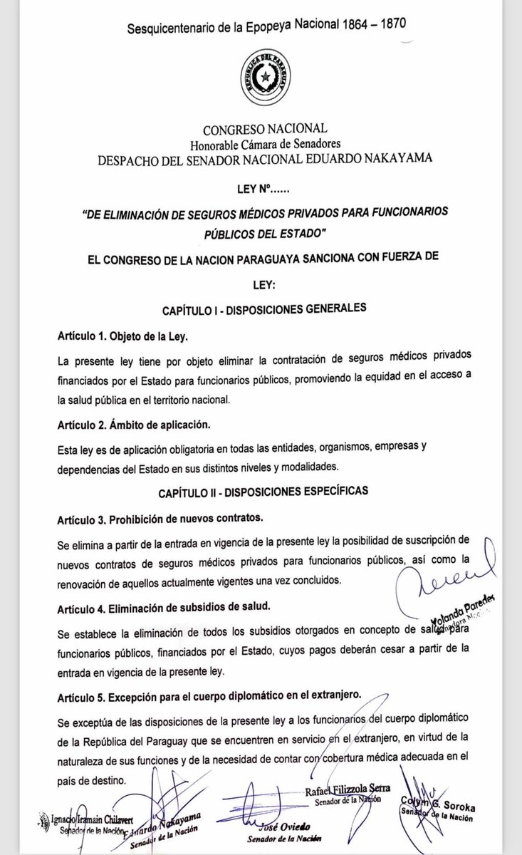 ▶️¿CHAU PRIVILEGIOS? | ​​​​​​​​​​​​😱

<a href="/edu_nakayama/">Edu Nakayama</a> presentó el proyecto de ley que elimina los seguros médicos privados de funcionarios públicos.🏥

📌La iniciativa cuenta con el respaldo de cinco senadores de diferentes partidos.

"Esta es una brillante oportunidad para que el