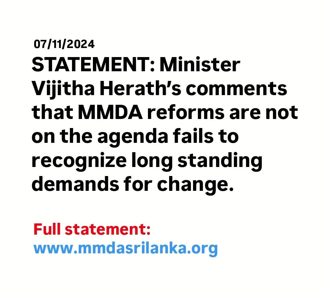 mplreforms's tweet photo. We are deeply concerned about recent remarks made by Minister Vijitha Herath that no need has arisen to change the Muslim Marriage & Divorce Act (MMDA) at this juncture. His comments fail to recognize the long journey towards #MMDAreforms in Sri Lanka
https://t.co/ixkbpIuMgm https://t.co/qoPD7r44pA