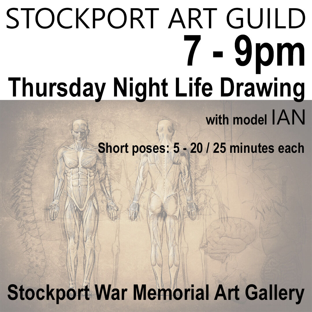 🎨 Join us Thursday night from 7pm for <a href="/StkptArtGuild/">Stockport Art Guild</a> life drawing with Ian! 
Short poses: 5 - 20 / 25 minutes each.
All are welcome. Members and non-members alike. Sessions are untutored, allowing you to work freely with your own materials. It's a relaxed atmosphere. 🖌️