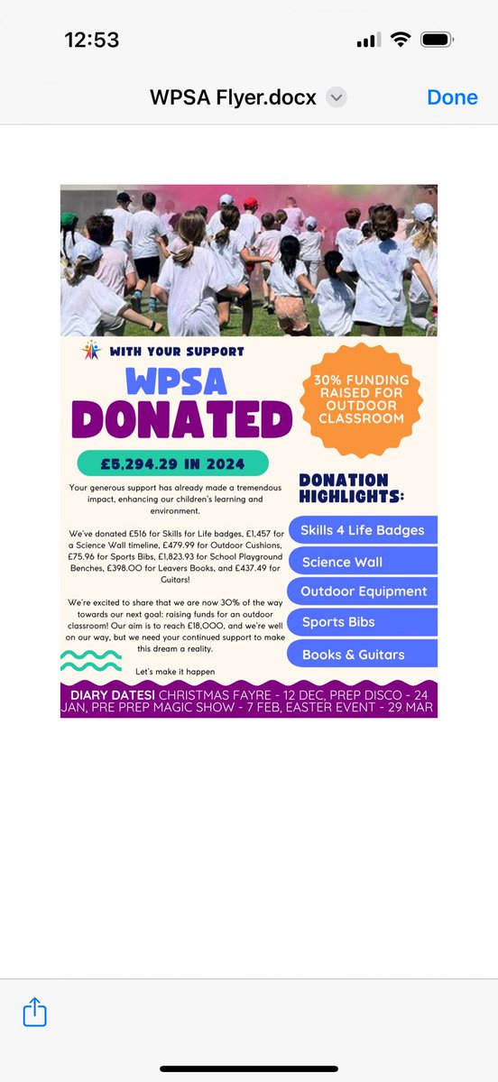 Ever wondered where money from WPSA events goes? A wonderful flyer by one of our team is attached to show how your support of WPSA events makes such a difference to our school &amp; children. Thank you to everyone who supports WPSA events! 💜