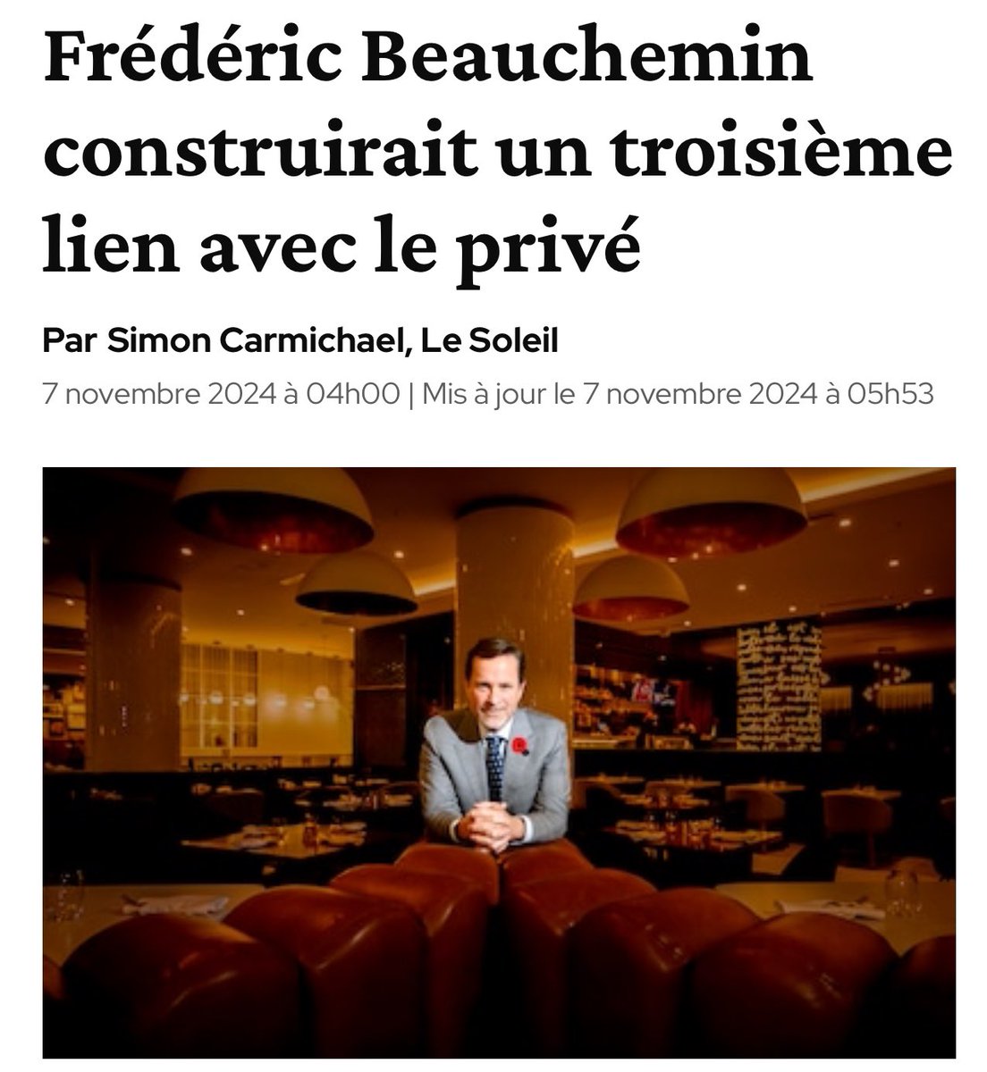 FredBeauchemin's tweet photo. Pour une vision d’avenir de la mobilité dans la Capitale-Nationale! 

Je m’engage aujourd’hui à doter la Capitale-Nationale d’un réseau de transport durable et structurant, sans tergiversation ni improvisation.

D’abord, je veux qu’on aille de l’avant avec un nouveau lien autoroutier sous la forme d’un partenariat public-privé (PPP). C’est une façon unique et optimale d’assurer la réalisation du projet tout en stimulant le développement économique à moindre coût pour le Québec. Cette approche respectera la capacité de payer des Québécois, ce que la CAQ semble visiblement incapable de faire. 

Quant au tramway, je souhaite suivre les recommendations de la Caisse de dépôt et placement du Québec, mais je m’engage à en réviser le tracé pour qu’il desserve mieux les citoyens. J’ai trois principales préoccupations : Il faut que les citoyens de la ville de Québec voient un gain de temps, que le projet tienne compte de la desserte de la couronne Nord et il faut impérativement revoir l’impact sur le bâti. 

Dans ma carrière, en équipe, nous avons réalisé plusieurs projets structurants. C’est cette expérience que je veux apporter comme candidat. Je veux mettre fin aux divisions et faire avancer les choses.

Je veux doter la Capitale-Nationale d'infrastructures modernes pour sa croissance économique des 100 prochaines années.

🔗: https://t.co/E30ZHCZ4C6

#PolQc