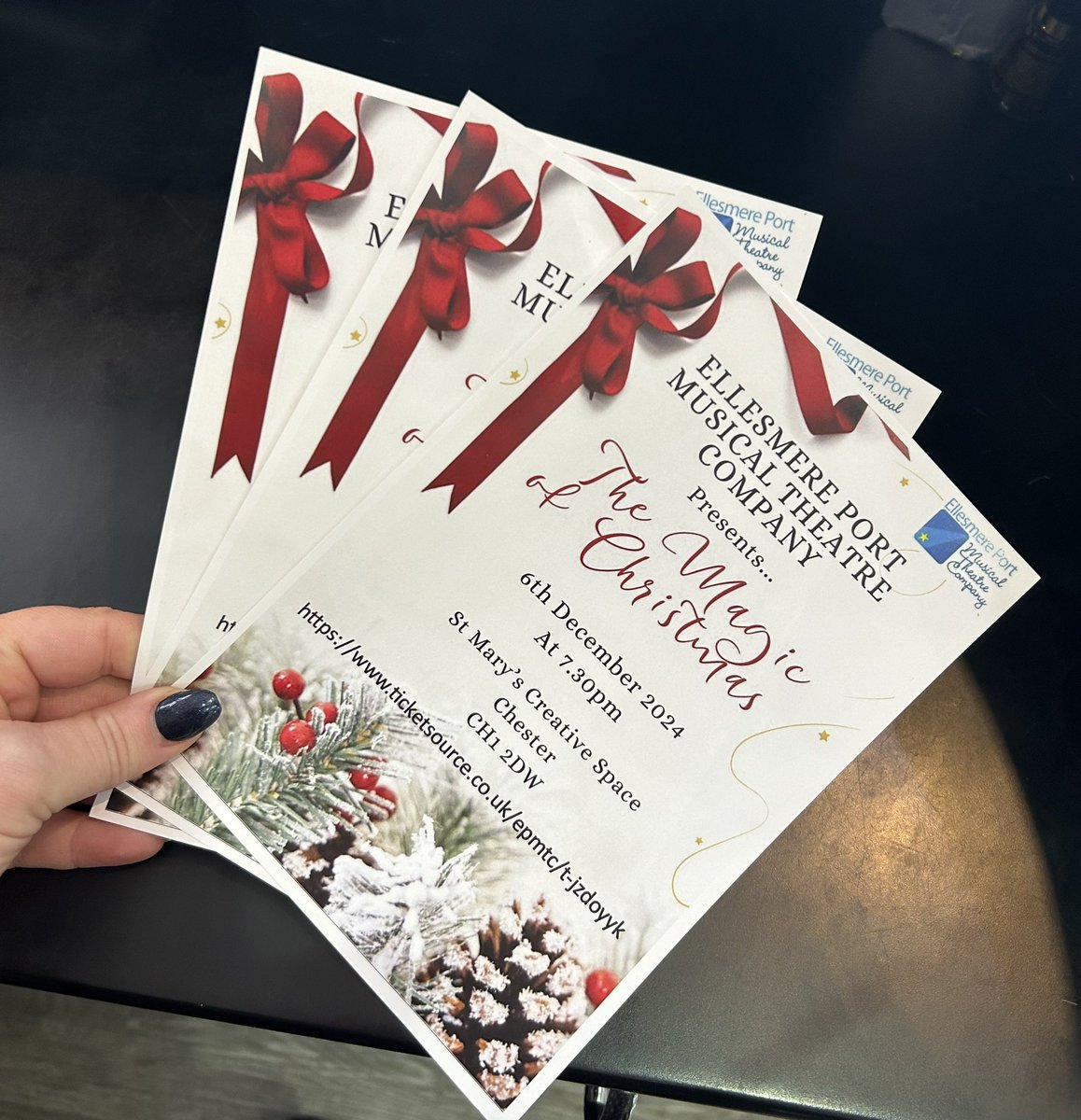 Ellesmere Port Musical Theatre Company (@epmtc) on Twitter photo ๐๐Only 4 weeks until
โThe Magic Of Christmasโ๐๐
One chance to grab your friends and family for an evening filled with Christmas carols, guaranteed to fill your hearts with joy.
โฐ Friday 6th December 7:30pm
๐St Maryโs Creative Space, Chester.
ticketsource.co.uk/epmtc/t-jzdoyyk ๐๐Only 4 weeks until
โThe Magic Of Christmasโ๐๐
One chance to grab your friends and family for an evening filled with Christmas carols, guaranteed to fill your hearts with joy.
โฐ Friday 6th December 7:30pm
๐St Maryโs Creative Space, Chester.
ticketsource.co.uk/epmtc/t-jzdoyyk