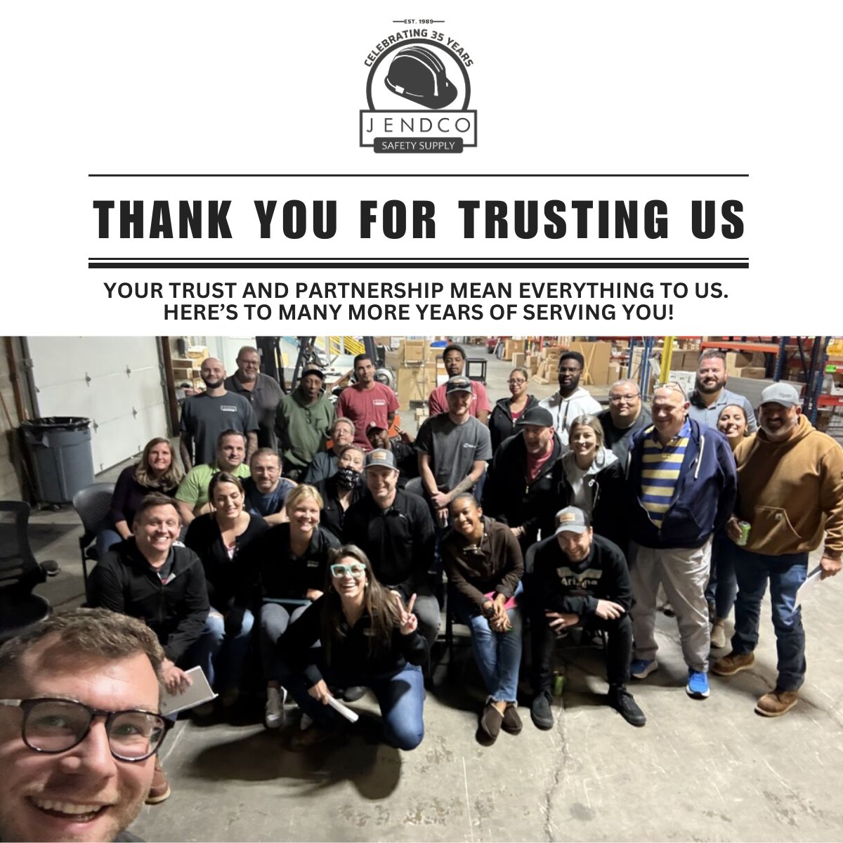 JendcoSafety's tweet photo. 🎉 Celebrating 35 Years of Service! 🎉

To our incredible customers: thank you for placing your trust in us over the past 35 years.

Here’s to many more years of dedicated service, innovation, and success together! 

#JendcoSafety #SafetyFirst https://t.co/T4TFzwk7iv