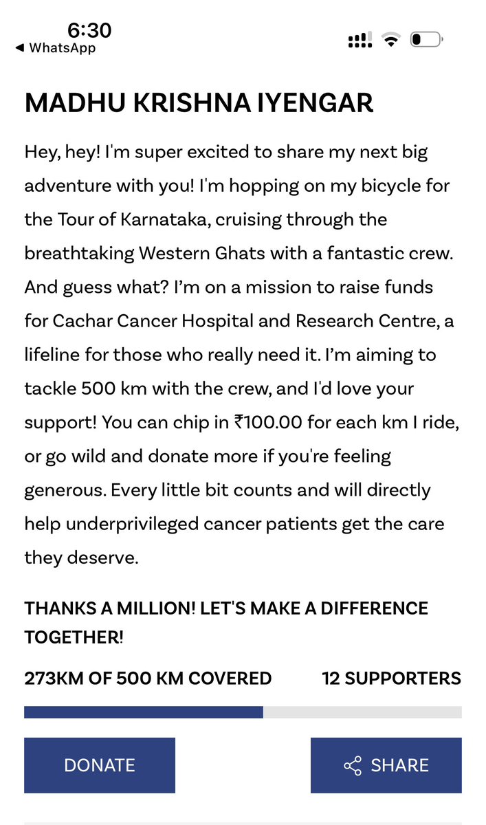I'm hopping on my bicycle for the Tour of Karnataka 2024. I’m on a mission to raise funds for *Cachar* *Cancer Hospital and Research Centre.
Please donate with the following link 
cacharcancerhospital.org/wheels-of-hope…

Info about hospital &amp; our association here cacharcancerhospital.org/wheels-of-hope/