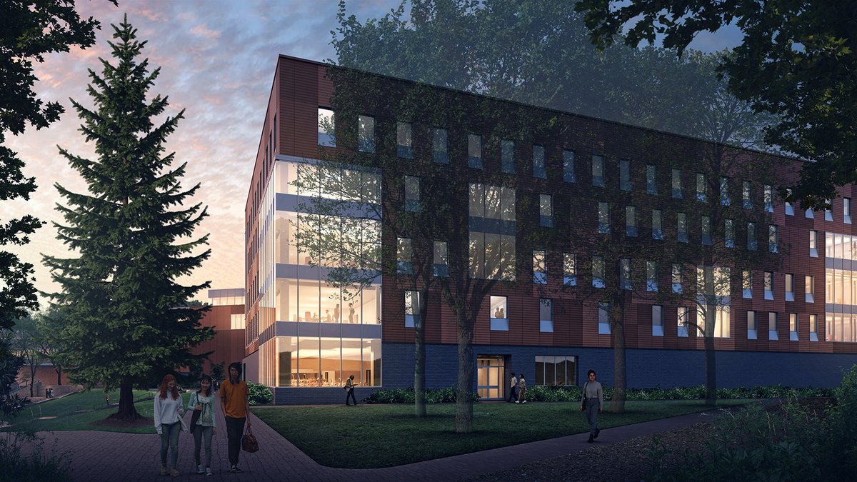 TowsonU's tweet photo. A 250-seat cinema, two-story newsroom and more! Get a glimpse of what Smith Hall will look like come Summer 2027. #TUproud https://t.co/xs8NSkF6mQ https://t.co/CVvLMQNugc