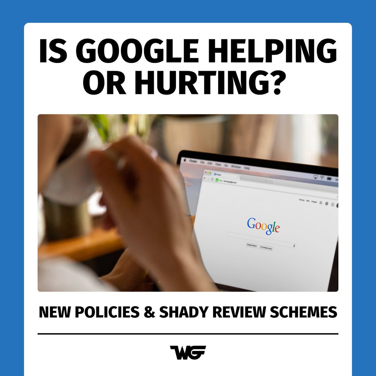 The_Web_Guys's tweet photo. Google is strengthening its stance on fake reviews, though the effectiveness remains uncertain. Familiarize yourself with Google's policies and new guidelines to reduce the risk of falling prey to black hat tactics. Learn more here: 🔗https://t.co/s9tFSbxJ7O https://t.co/r3SiRROEyR