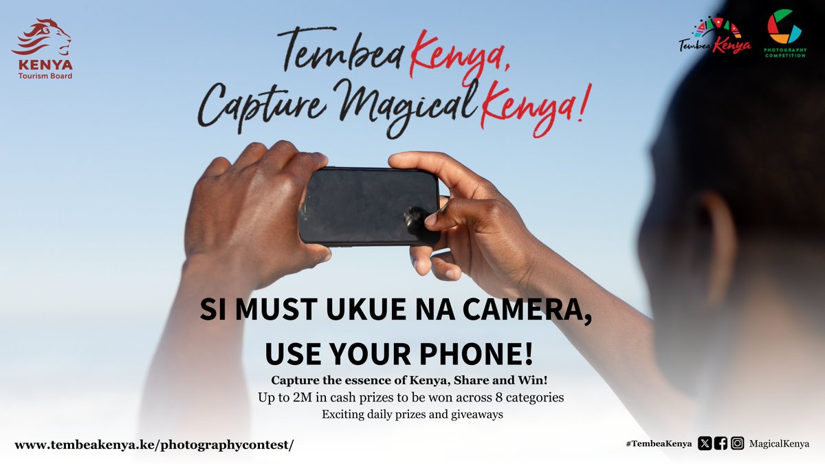 magicalkenya's tweet photo. Hii si ya photographers pekee!

To enter:

1. Post a picture of your fav spot
2. Indicate the location
3. Give your picture a title
4. Use #MagicalKenya #TembeaKenya #TembeaKenyaPhotoContest followed + category hashtag
5. Tag us 

Deadline: 24th Nov 2024 

T's &amp; C's apply. https://t.co/i9qTKlhQKV