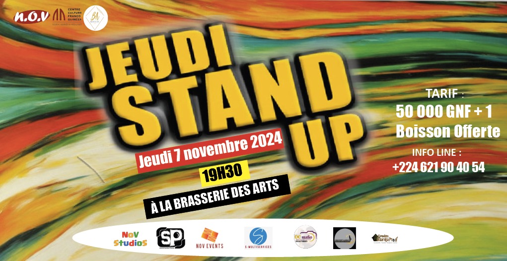 Ce soir, on lance la Nouvelle Saison du #JeudiStandUp en mode #OpenMic

Un nouveau format que tu vas A DO RER !

Cest au CCFG coté #BrasseriedesArts à 19h30 précise.

Accès : 50.000 GNF
Tickets, Tshirts et Tasses disponibles au 628 31 24 05.

#onnarretepluslamachine