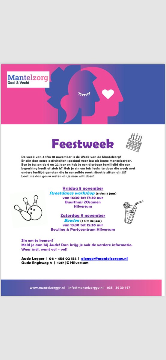Heb je een zieke familielid en zorg je daarvoor? Meld je aan en doe mee met leuke activiteiten.#Mantelzorg.
#versawelzijn