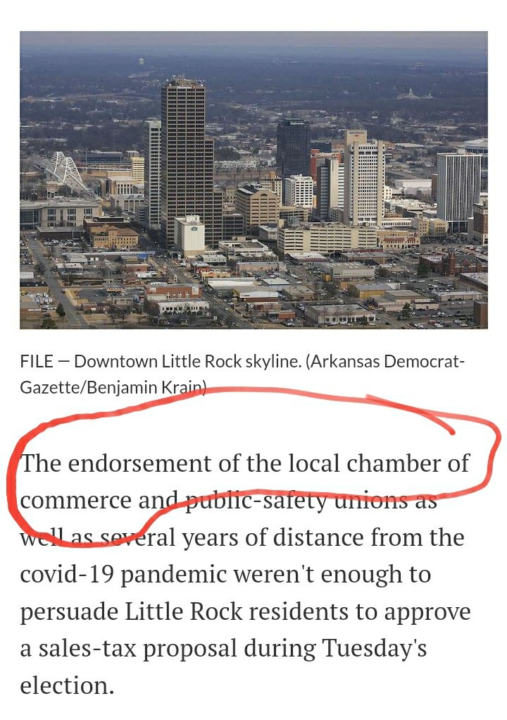 Surprise, surprise: the chamber of commerce endorsed Little Rock Mayor Frank Scott's failed sales-tax increase. They do not represent the people's interests.