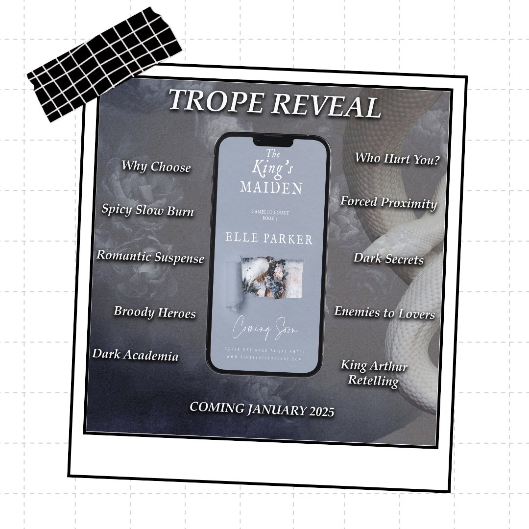 Elle Parker's debut, The King's Maiden is coming 1/23. Check out some of the  tropes for the first in #CamelotCourtSeries!

#Preorder: geni.us/tkmevents

#WhyChoose #DarkAcademia #Forbidden #KingArthurRetelling #BDSM