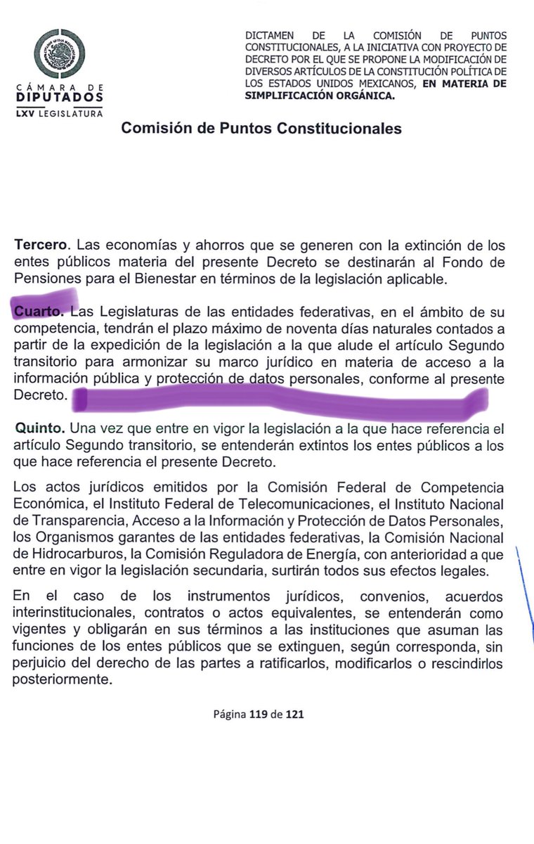 Juan_OrtizMX's tweet photo. 🗳️📌 EL GOBIERNO VA POR LA DESAPARICIÓN DE SIETE ÓRGANOS AUTÓNOMOS Y 32 INSTITUTOS ESTATALES DE TRANSPARENCIA

La Cámara de Diputados está lista para aprobar una reforma que extingue siete organismos autónomos y los 32 institutos de transparencia estatales. 

Las funciones de estos órganos, creados para garantizar derechos, transparencia y competencia, quedarían bajo el control del Poder Ejecutivo, en su mayoría (Coneval iría a INEGI).

Algo que no se ha comentado mucho es que la reforma contempla la desaparición de todos los institutos estatales de transparencia.

La reforma se discutirá la siguiente semana (si es que no deciden otra cosa…)