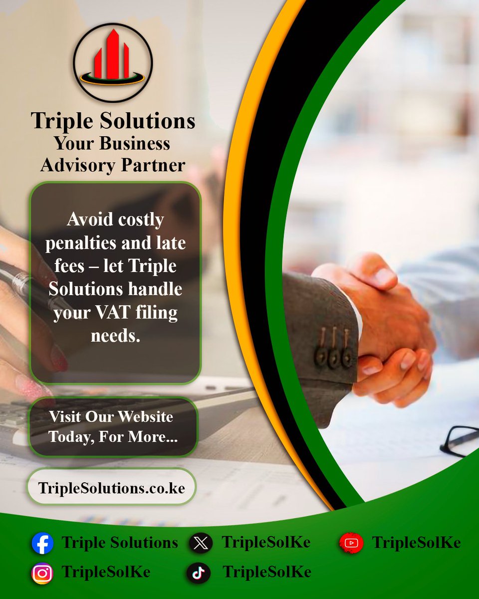 TripleSolKe's tweet photo. Avoid costly penalties and late fees β let Triple Solutions handle your VAT filing needs. #Compliance #VATFiling #TripleSolutions Visit Our Website Today, For More https://t.co/BZLQ95Avxb | Your Business Advisory Partner #BusinessAdvisoryServices β’ https://t.co/0nFHln2Gi6