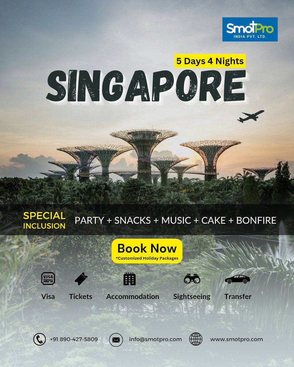 smotproindia's tweet photo. Experience Singapore

Visit https://t.co/jCGtyWFe3H
Call us: +91 890-427-5809
Email: info@smotpro.com

#SingaporeTour #Singapore #ExploreSingapore #Travel #Travelgram #Tours #InstaTravel #AsiaTour #TravelGoals #smotpro #toursandtravel #tourpackages #consultant https://t.co/BkUJBN3x4P